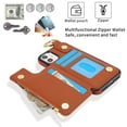 thumbnail image 3 of Allytechgroup iPhone 15 Plus Wallet Case, RFID Blocking Zipper Pocket Ring Holder Kickstand Bumper Shockproof Portable Durable Phone Case for Apple iPhone 15 Plus, Brown, 3 of 8