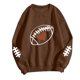 thumbnail image 4 of TaTaai Women Crew Neck Baseball Print Long Sleeve Drop Shoulder Hoodie Casual Fashion Top Ladies Daily Lounge Work Wear Soft Warm Breathable No Fading Versatile Top Gift, 4 of 4