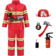 thumbnail image 2 of Children's Firefighter Costume Sets, Firefighter Role-Play Outfits for Boys and Girls, Halloween Party Costumes, 2 of 9