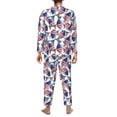 thumbnail image 3 of Mens Pajamas Set - Usa Flag American Football Cool Comfy Long Sleeve Button Up Pajama Sets for Men 2 Piece, Soft Sleepwear Nightwear Pjs Lounge Sets for Men with Pockets, 3 of 5