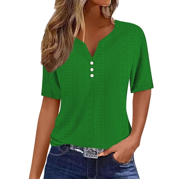 Camiseta de Manga Corta de Cuello en V de Color Sólido Suelto, Poliéster Suave Spandex para el Yoga, el Gimnasio Y el Uso Diario Del Ocio