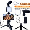 thumbnail image 1 of Video Recording Kit: Tripod with LED Light & Mic | Portable Studio Light, Mini Tripod Grip for Smartphones, Cameras, Live Streaming, Vlogging, Outdoor Lighting, 1 of 12