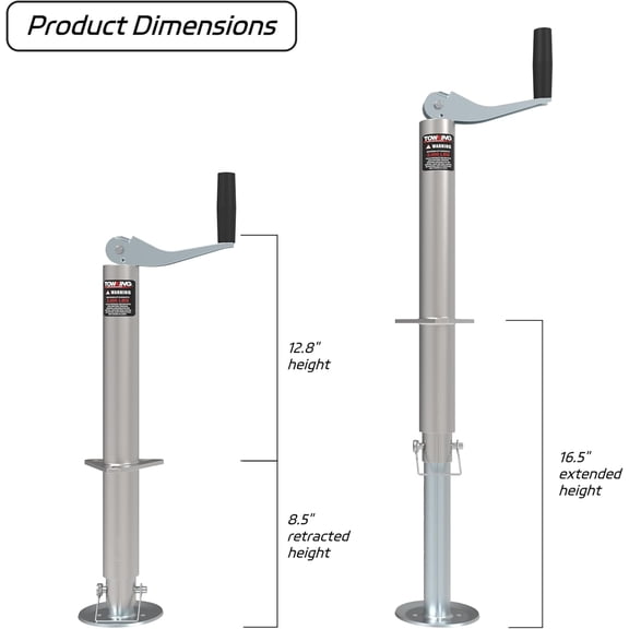 STORKING A Frame Trailer Jack with Drop Leg, 15" Vertical Travel, 2000 lbs, for RV, Trailer and More, Silver