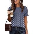 thumbnail image 7 of XPMWRP Women's Polka Dot Puff Sleeve Blouse Round Neck Ruched Cuff Short Sleeve Casual Tunic Top Lightweight Loose Fit for Summer Navy XXL, 7 of 7
