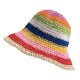 thumbnail image 1 of Sombrero de paja arcoíris con circunferencia de la cabeza de 56-58 cm, para mujer, protector solar de verano, para playa, sombrero de pescador, sombrero con rayas que cubre la cara, 1 of 5