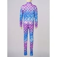 thumbnail image 4 of CHICTRY Kids Girls Mermaid Cosplay Jumpsuit Halloween Costume Fish Scales Print Long Sleeve Dance Gymnastics Unitard Type H 7-8, 4 of 7