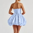 thumbnail image 4 of Stichou Strapless Bubble Homecoming Dresses with Bow 2026 Short Satin Prom Dress for Teens Mini Cocktail Dress Blue M, 4 of 6
