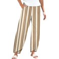 thumbnail image 2 of Women's Casual Pants Striped Linen Pants For Women Summer Casual Wide Leg Pants With Pockets Comfy Cropped Palazzo Pants,Yellow Women's Casual Pants XXL, 2 of 5