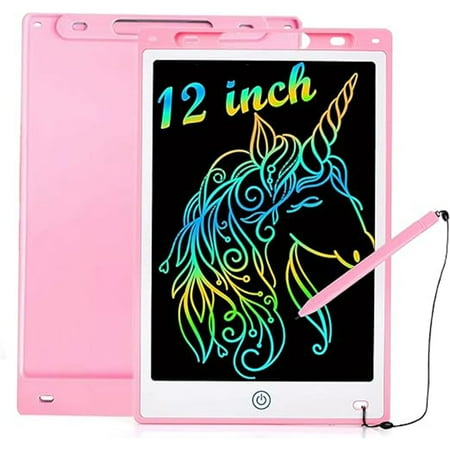 12 pulgadas Tablero electronico pantalla a color para creacion arte infantil juguete educativo portatil pizarron magico reutilizable borrable Juguetes para ninos y ninas a partir de 4 anos rosado
