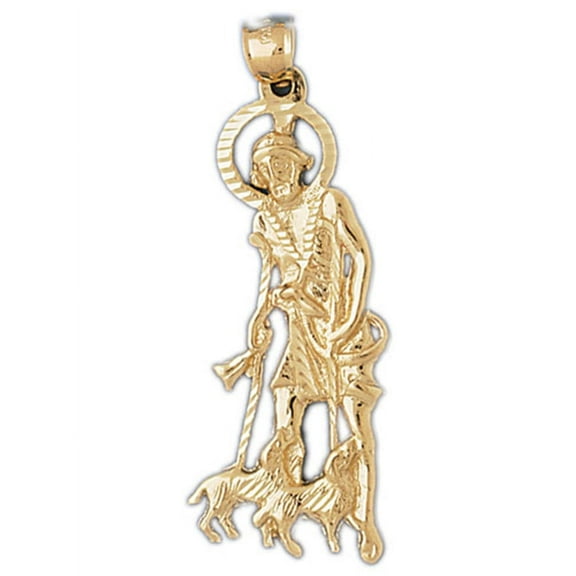 14K Yellow Gold Saint Lazarus Pendant - 56 mm