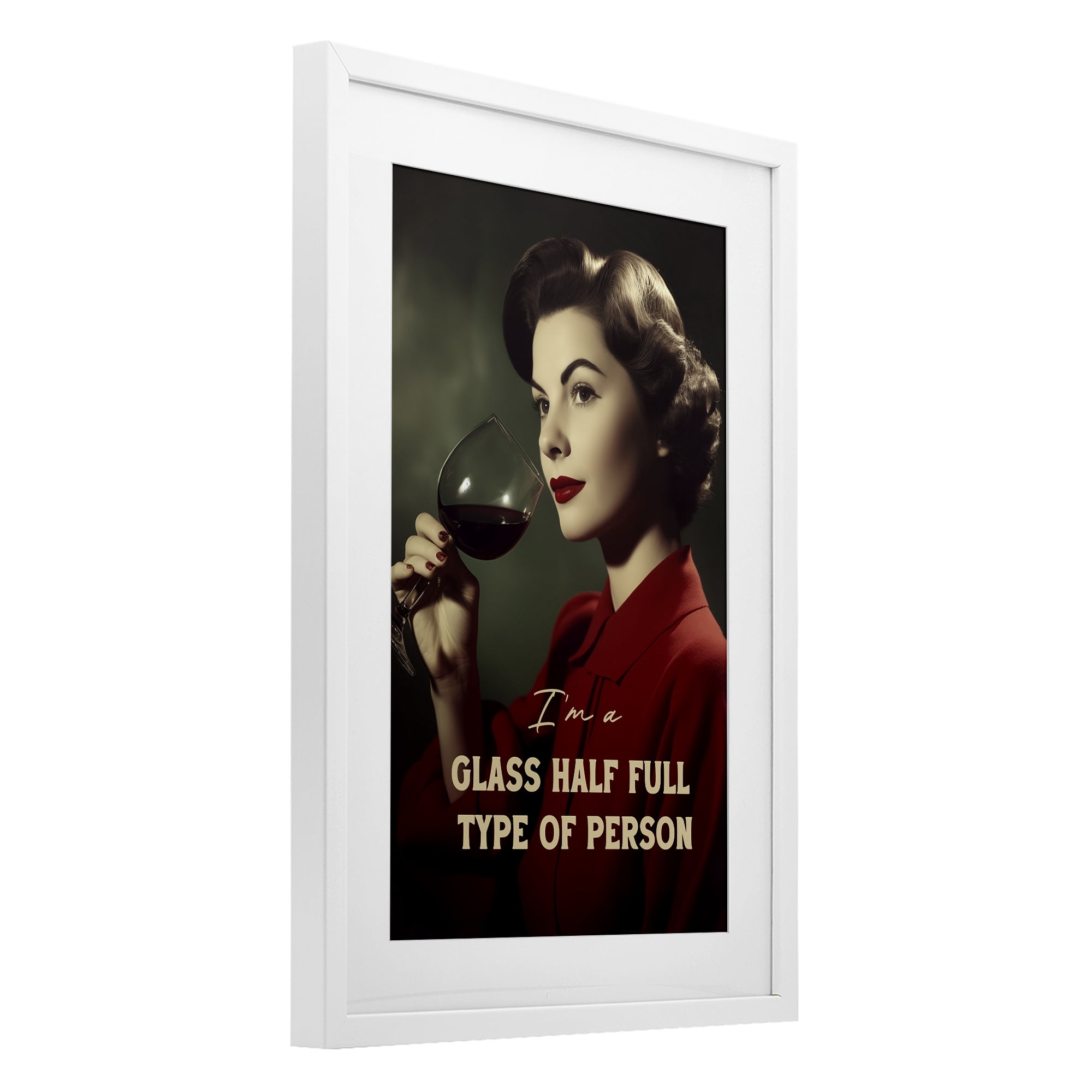 Stupell Industries Glass Half Full Person White Framed Print Under Glass, design by Andreas Magnusson