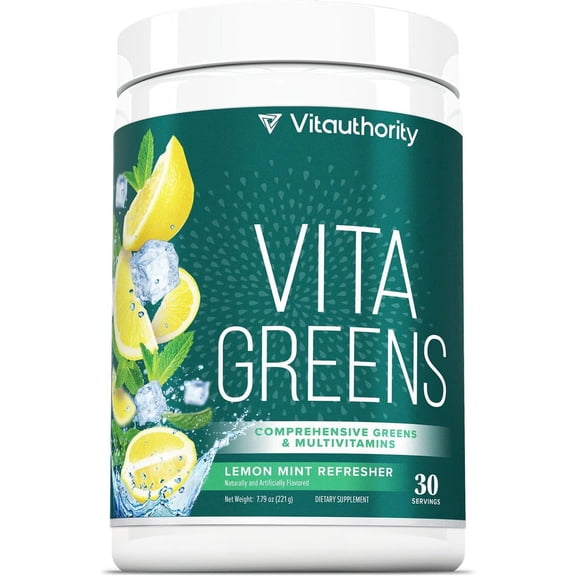 Vitauthority Vita Greens Supergreens Powder Dietary Supplement, Superfood Multivitamin Blend for Immune and Gut Health, 30 Servings