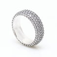 thumbnail image 4 of Anillo de plata con pavé de tres filas eterno bañado en plata, anillo de diamantes de lujo a la moda, regalo de poder para el dedo para mujeres, 4 of 5