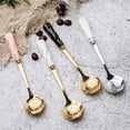 thumbnail image 3 of LIERTOUR Stainless Steel Flower Spoon Elegant Ceramic Handle Mixing Spoons for Coffee Tea Dessert Sugar Home Kitchen Office Use Stylish Floral Pattern Stirring Tool Gift White, 3 of 3