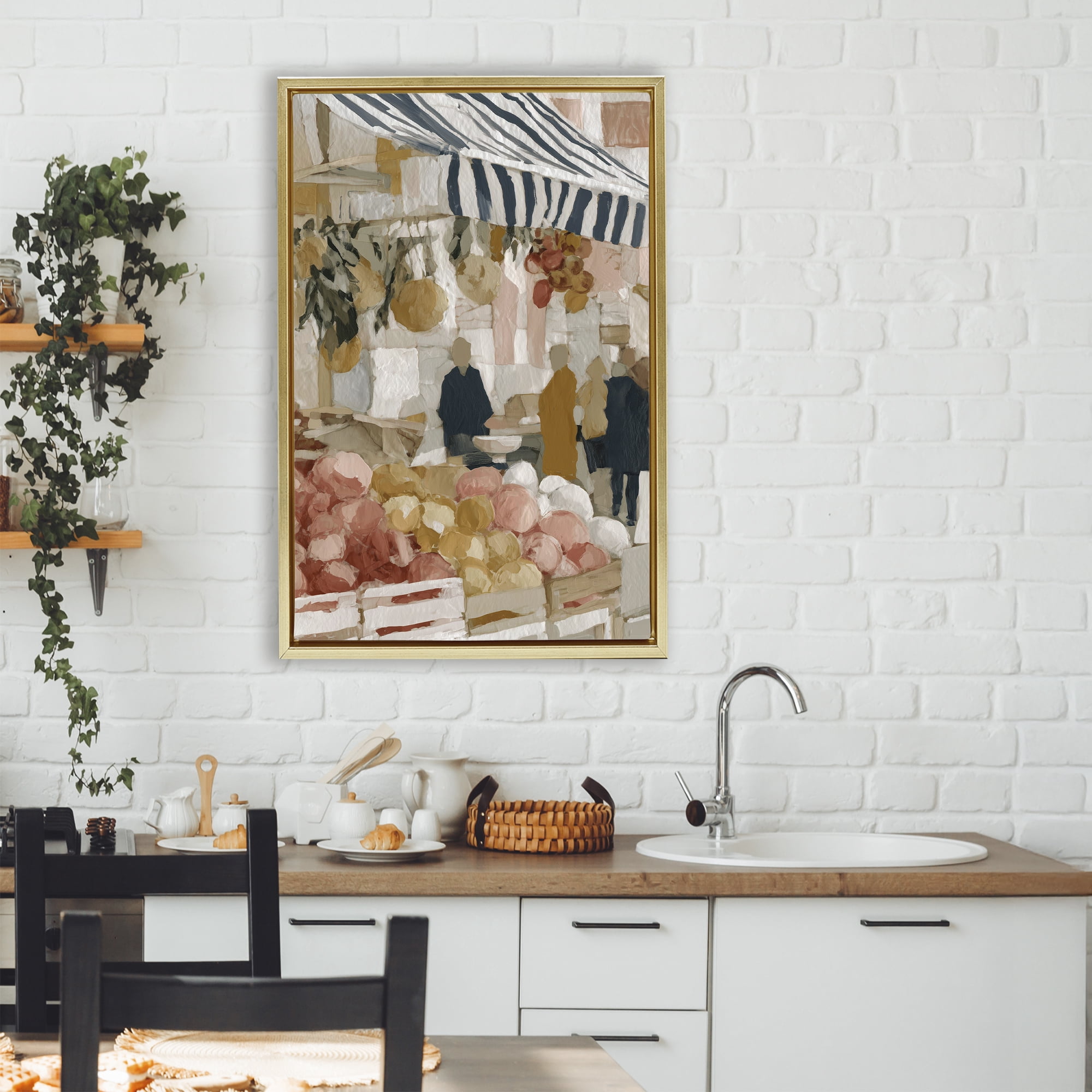 Stupell Industries Market Stall with Fresh Citrus Gold Framed Floater Canvas Wall Art, design by Chromatic Storm Studio