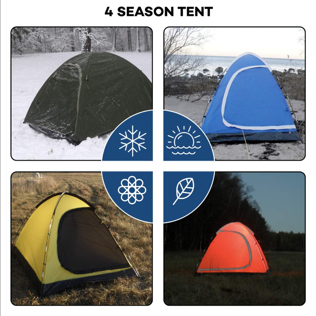 REVALCAMP 3-in-1 Camping Tent - Blue - Waterproof & Windproof 4 Season Tents for Camping, Backpacking & Hiking - Ultralight & Durable - Easy to Set-up 2 Person Tent