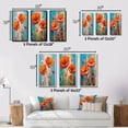 thumbnail image 4 of Designart "Painting of Red Poppies Blossoming on Teal Sky II" Poppies Wall Art Set Of 3 - Traditional Orange Gallery Wall Set For Home Decor, 4 of 6