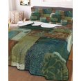 thumbnail image 3 of Quilts Full Size Bedding Set, Teal Green Boho Lightweight Quilted Comforter, Color Block Geometric Modern Soft Reversible Bedspread Coverlet with Pillow Covers for All Season, 78" x 90", 3 of 7