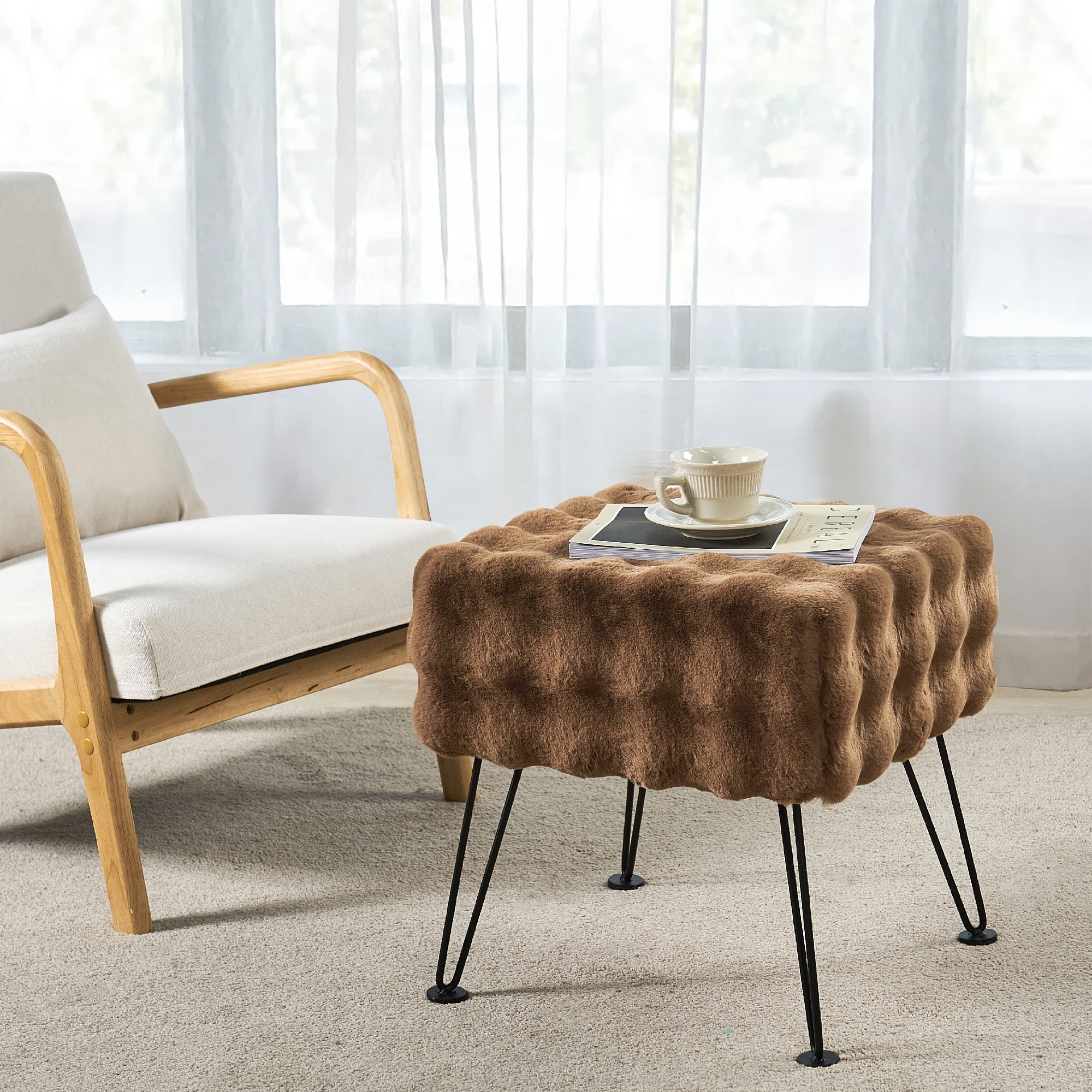 Home Soft Things Bubble Textured Stool Ottoman - Taupe - 17'' x 17'' x 17''