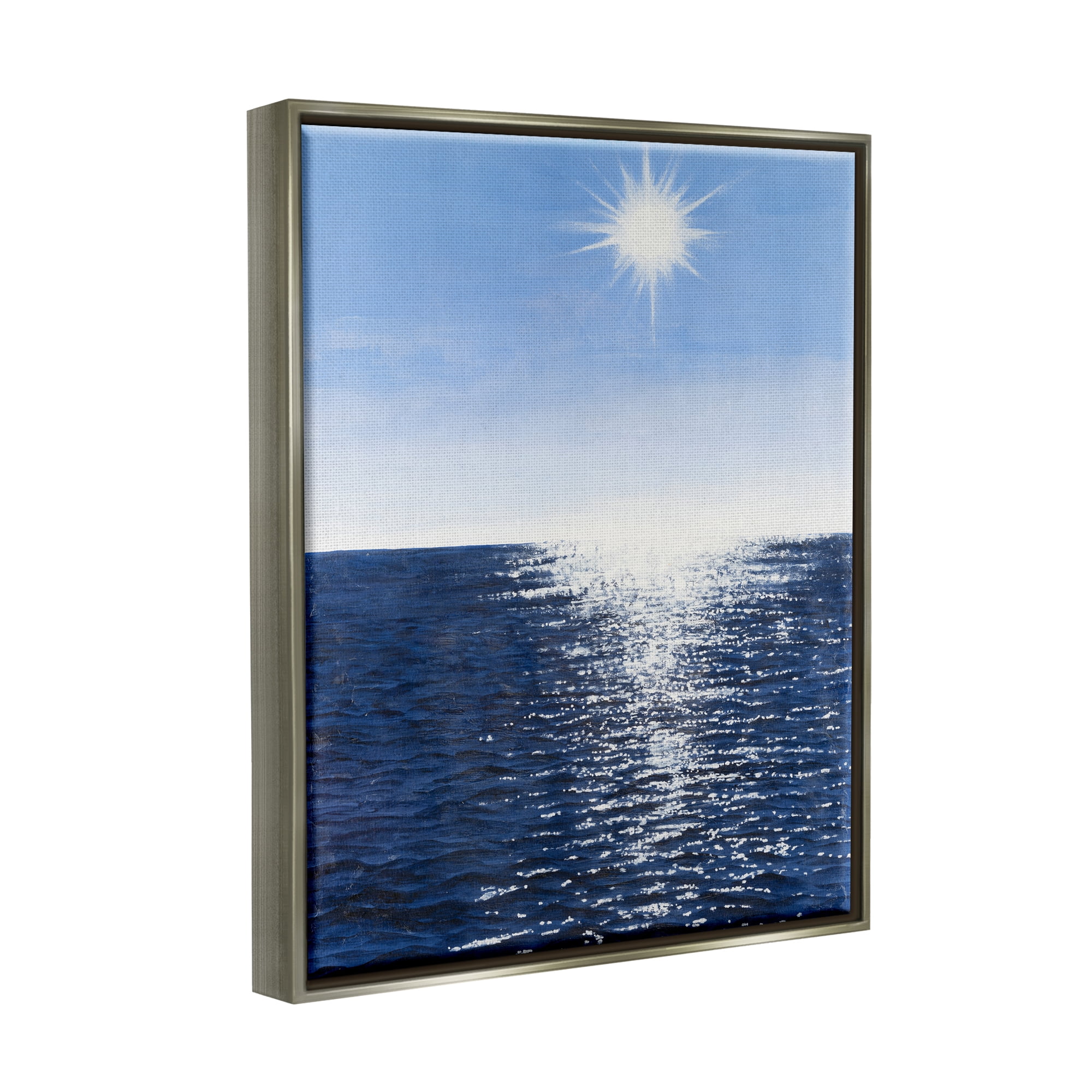 Stupell Summer Sunlight Ocean Reflection Landscape Photography Gray Floater Framed Art Print Wall Art