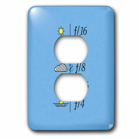 - 3dRose Daylight Exposure Guide and Light Metering Aperture Table - On light blue background - 2 Plug Outlet Cover (lsp_37763_6)