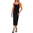 thumbnail image 3 of INSPIRE CHIC Women's Semi Sheer Tops Elegant 3/4 Sleeves Cardigan Bolero Shrug 3XL Orange, 3 of 7