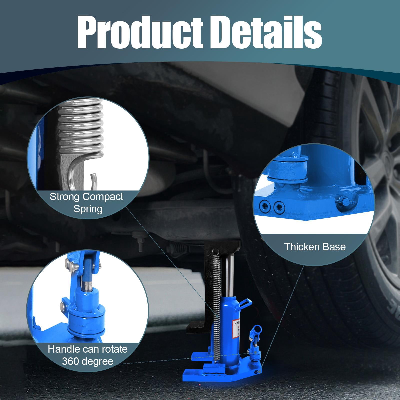 10 Ton (22,000 Lbs) Blue Welded Hydraulic Lift Jack, Widely Compatible with Cars, Trucks, SUVs and Heavy Machinery, Great for Workshop Repair, Agricultural Operations and Job Site Use