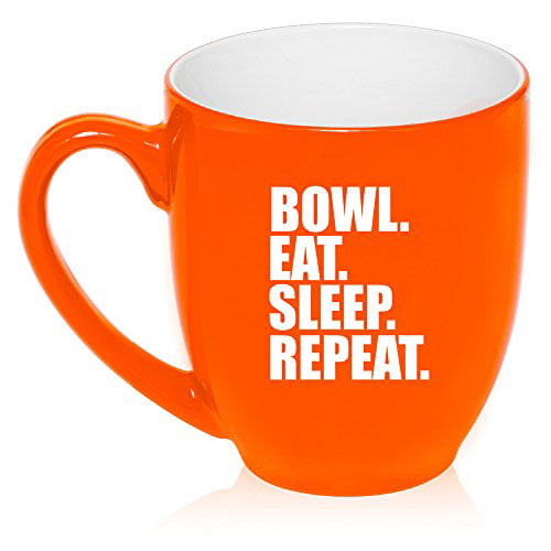 16 oz Bistro Mug Ceramic Coffee Glass Tea Cup Theatre Eat Sleep Repeat 