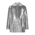 thumbnail image 5 of 3/4 Sleeve Sequin Blazers for Women Business Casual Sparkly Jacket Glitter Notched Collar Open Front Work Outfits, 5 of 7