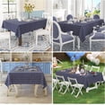 thumbnail image 3 of Rectangle Waterproof Fabric Table Cloth, Plaid Stain Resistant Polyester Tablecloth, Washable Cloth Table Cover for Kitchen, Dining Room, Outdoor (60" x 102", Navy Blue), 3 of 6