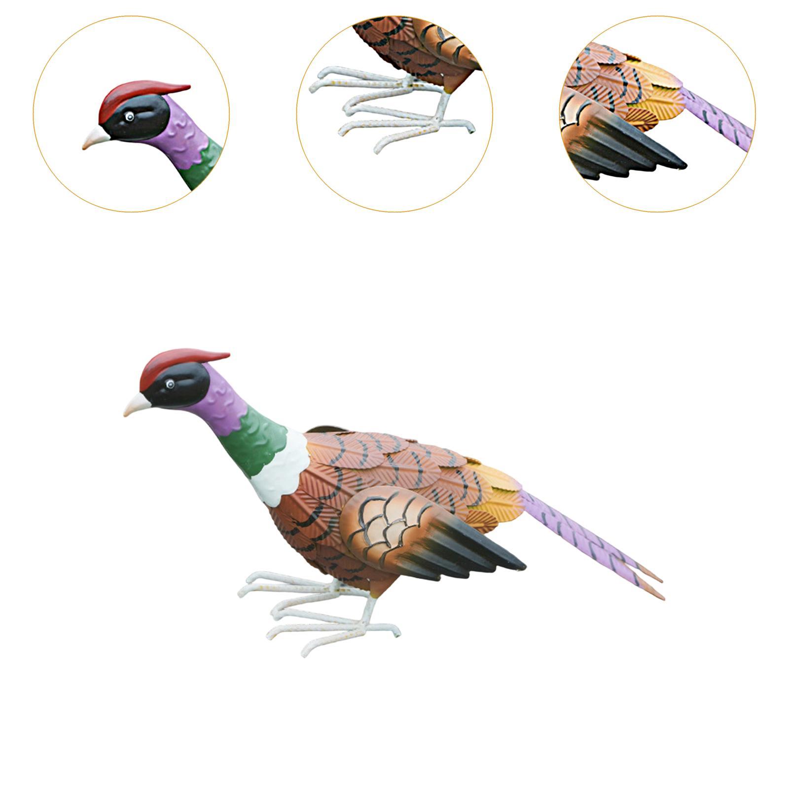 simhoa Garden Statue Pheasant Sculpture Housewarming Gift Iron Lifelike Sturdy Animal Figurine Lawn Ornament for Porch Lawn Garden