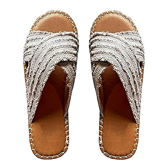 VerPetridure Women's Platform & Wedge Sandals Flat Slippers Women New Denim Plush Cross Sandals And Slippers