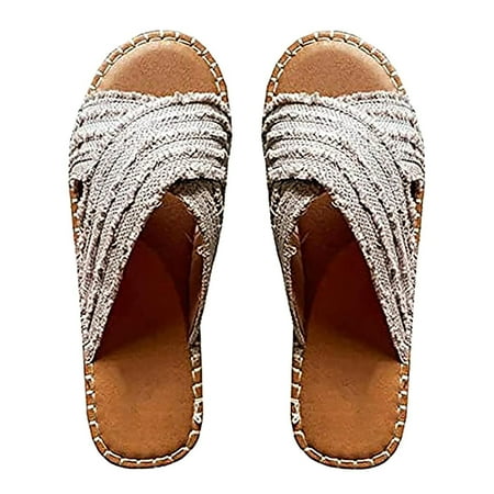 

Fanxing Women Flat Slides Sandals Dressy Casual Sandal Slip on Cute Summer Beach Shoes for Women