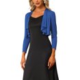 thumbnail image 4 of Unique Bargains Women's Open Front Drape 3/4 Sleeve Bolero Shrug Crop Cardigan S Royal Blue, 4 of 6
