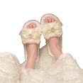 thumbnail image 6 of Plush Open Toe House Slides for Women with Sparkly Tulle Bow Lightweight Flat Indoor Slippers White 40, 6 of 9