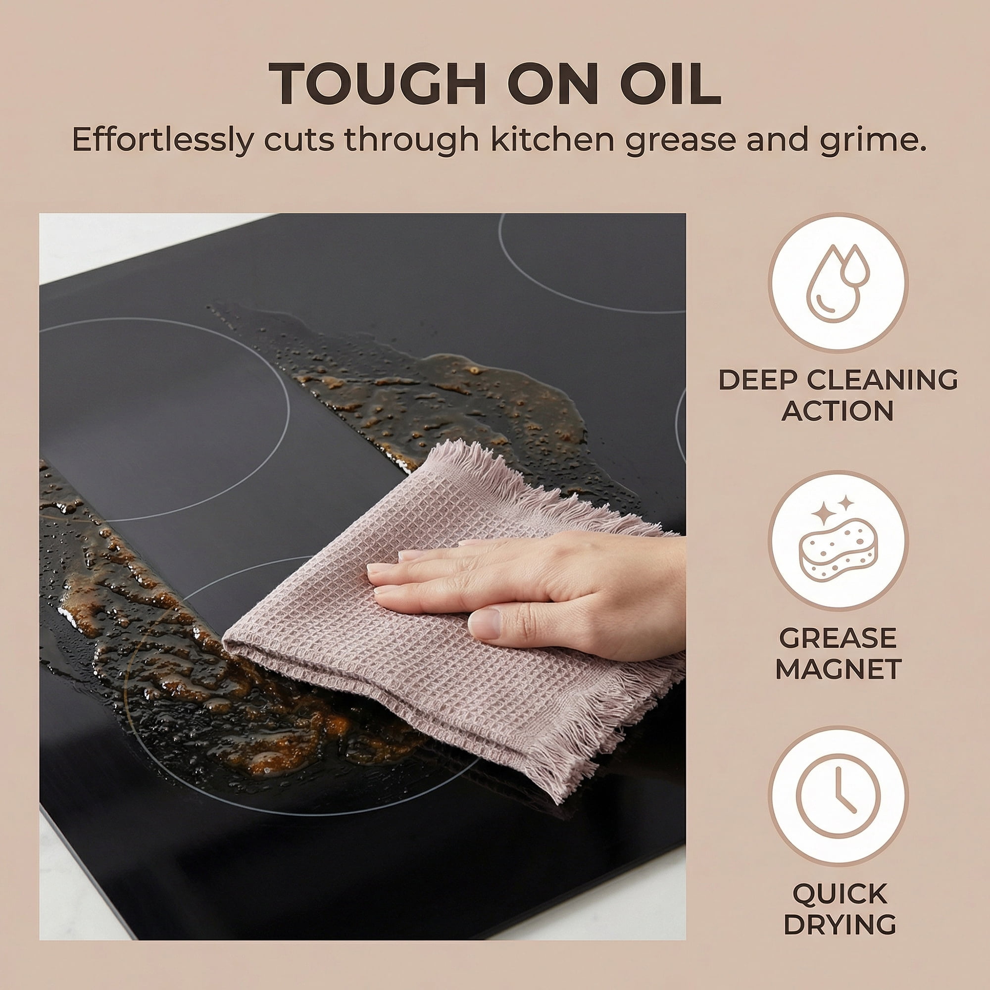 Unique Bargains Cotton Waffle Weave Cleaning Cloths 6 Pack Coffee/Dark Grey 14" x 14"
