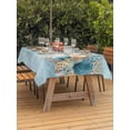 thumbnail image 2 of Outdoor Tablecloth with Umbrella Hole and Zipper, Beach Coastal Blue Rectangle Table Cloth 60x102 Inch Waterproof Tablecloth, Nautical Shell Starfish Coral Summer Picnic Table Cover for Patio Camping, 2 of 7