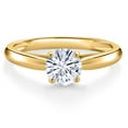 thumbnail image 3 of Gem Stone King 10K Yellow Gold Forever One Moissanite From Charles & Colvard Solitaire Engagement Ring for Women | 0.50 Cttw | Round 5MM | Gemstone Birthstone (Size 6), 3 of 7