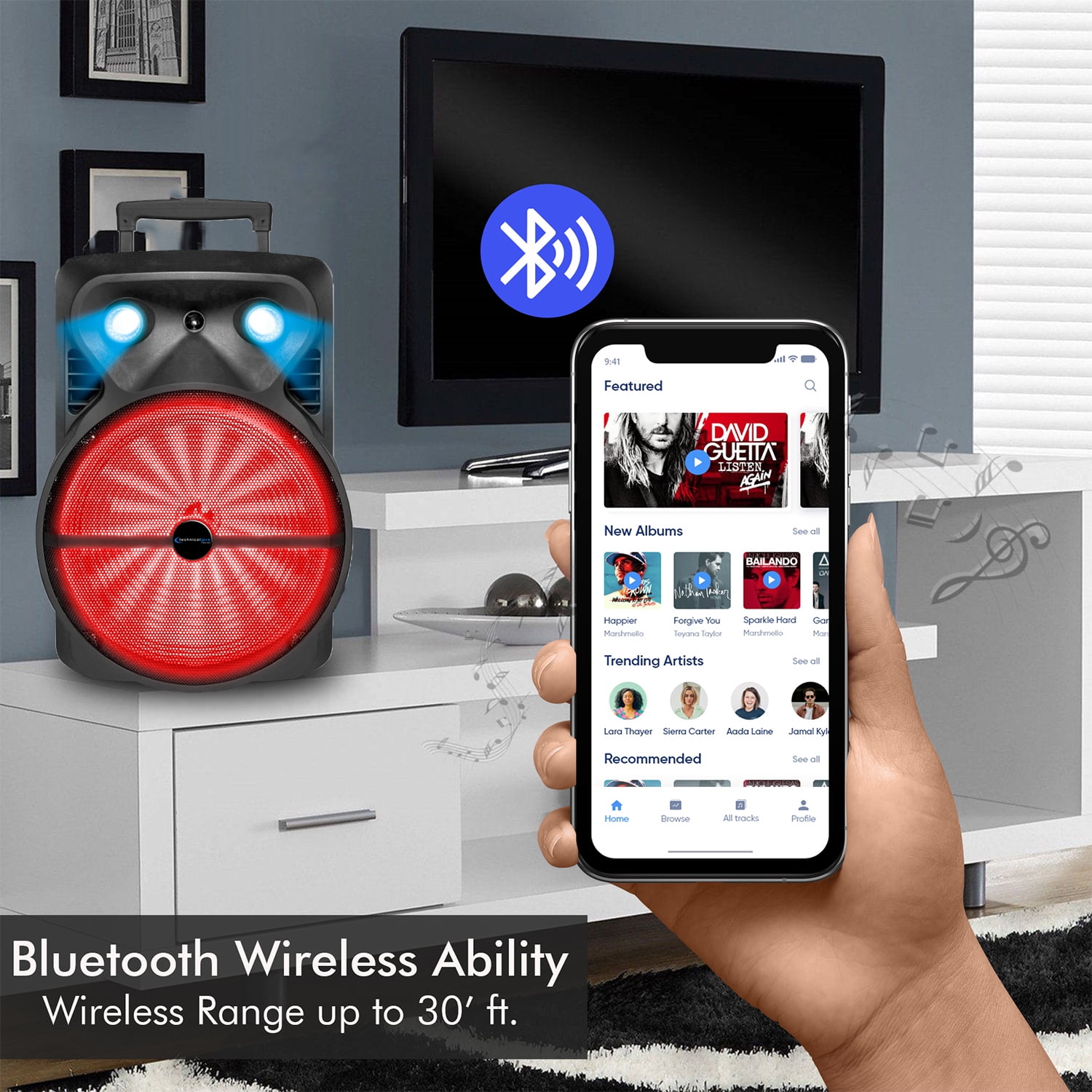 Technical Pro Rechargeable Bluetooth DJ Speaker PA System with Tripod/Microphone