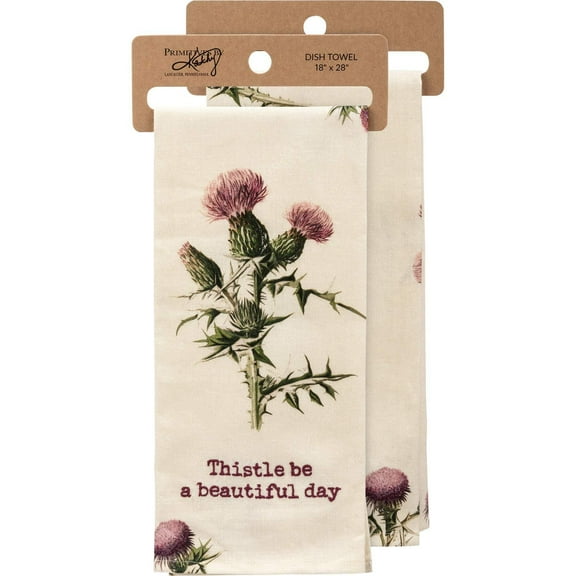 Primitives by Kathy 112011 Kitchen Towel Thistle Be A Beautiful Day, 28-inch, Cotton Linen