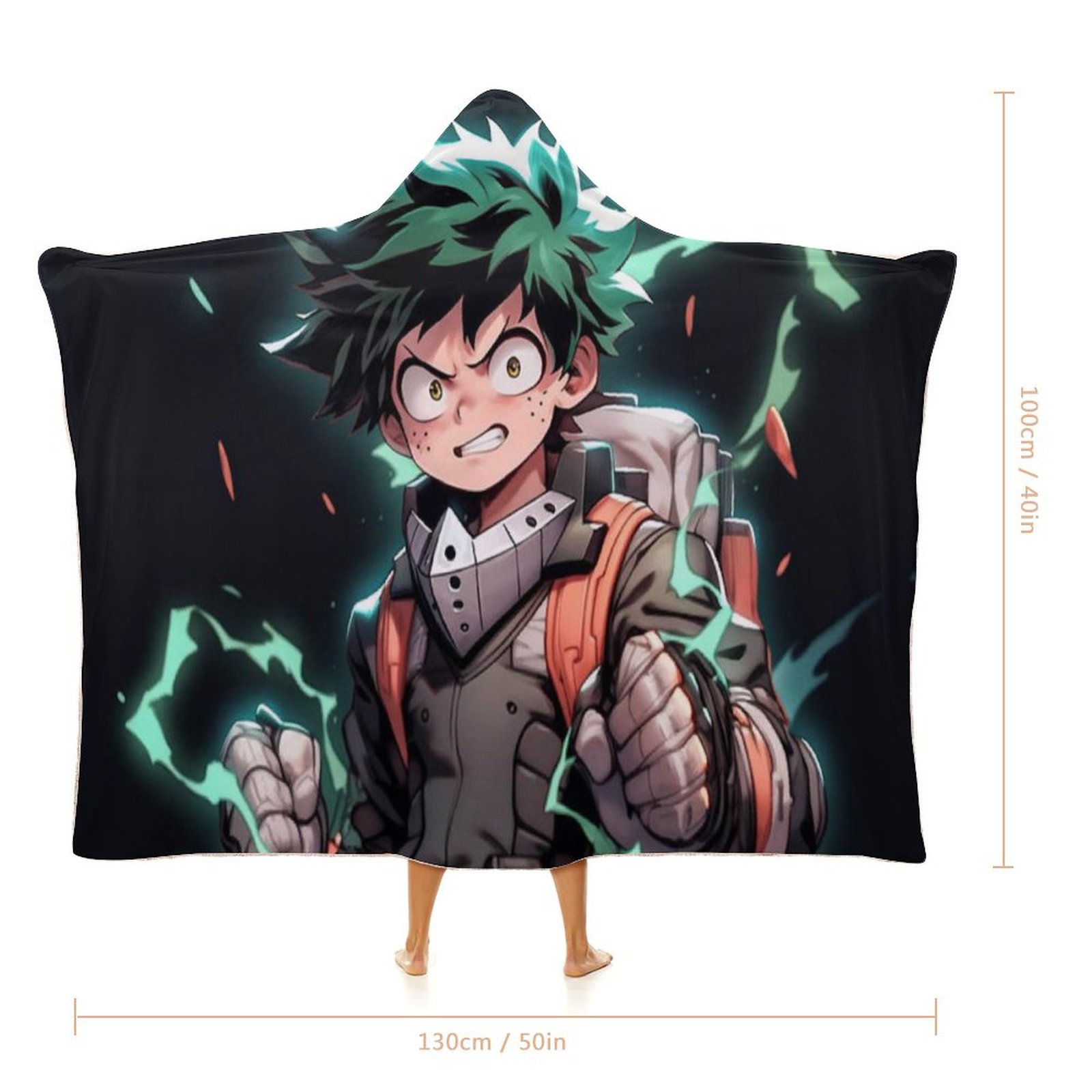 My Hero Academia Wearable Blanket Cloak Arctic Velvet Hooded Blanket Soft Fuzzy Hoodie Blanket Cape for Adults Kids 40"x50"