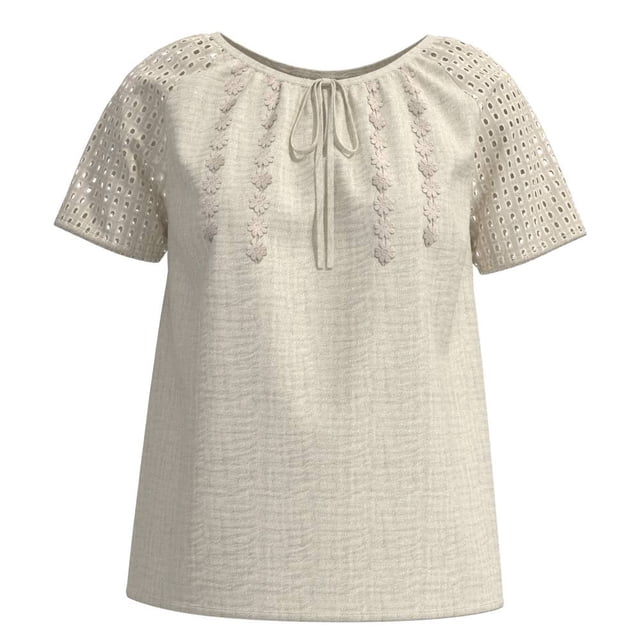 GEORGE G BLUSA CR CON EYLET EN MANGA CREMA