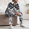 thumbnail image 7 of Hirioo Artistic Black White Peacocks for Men's Pajama Sets 2 Piece Pjs Men's Long-Sleeved Pajama Set Button Down Sleepwear,S-XXL-Large, 7 of 7