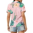 thumbnail image 4 of INSPIRE CHIC Valentine's Day Women's Shirts Hawaiian Short Sleeve Tropical Floral Button Down Tops S Dusty Pink, 4 of 9