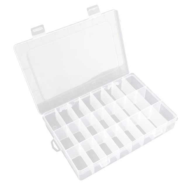 Caja organizadora de plástico OALCQ, 24 rejillas con divisores, transparente