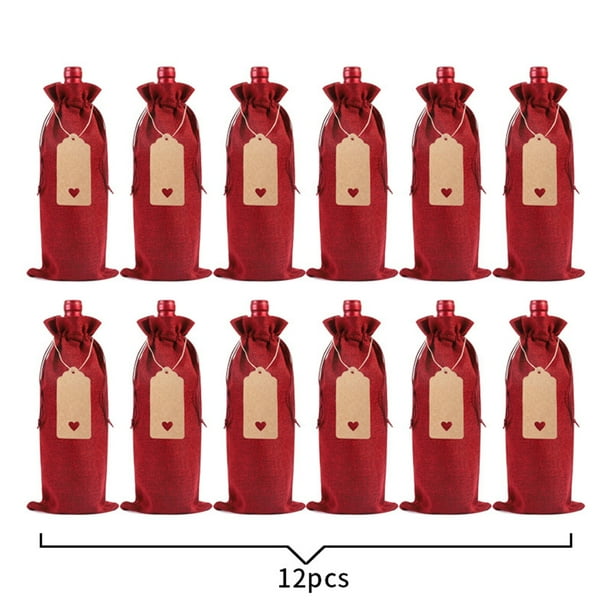 Bolsa de lino para botellas de vino, bolsa de lino para envasar vino tinto