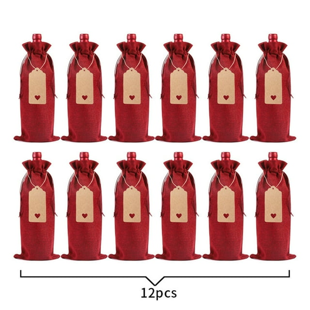 Deals Qaailabf Linen Wine Bottle Bag Set Wine Bottle Set Linen Tag Red Wine Packaging Bag