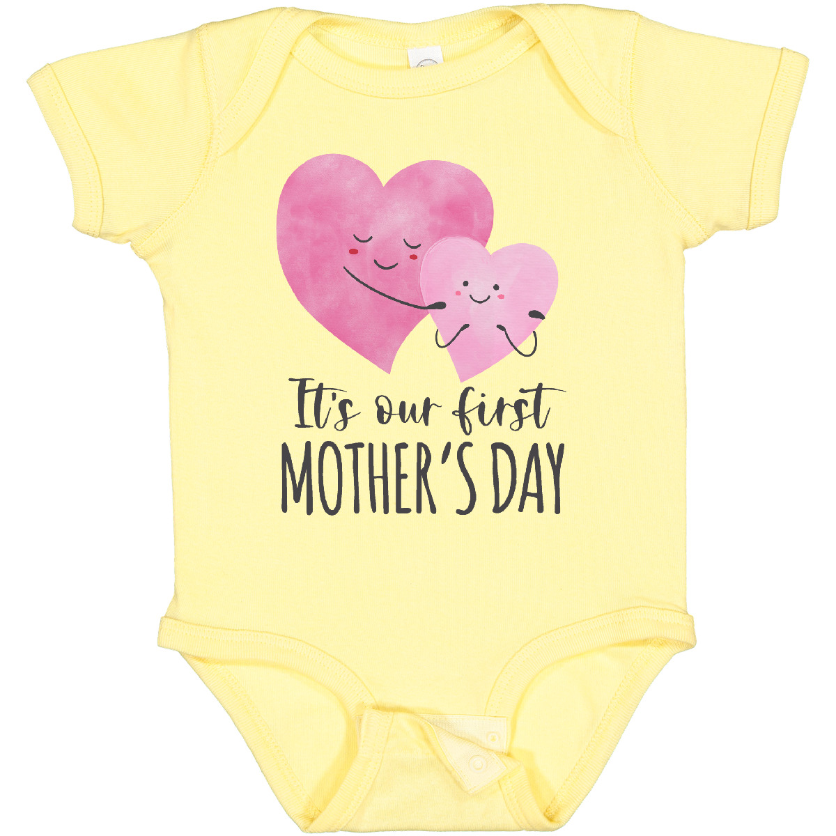 Inktastic It's Our First Mother's Day Cute Hugging Hearts Boys or Girls Baby Bodysuit