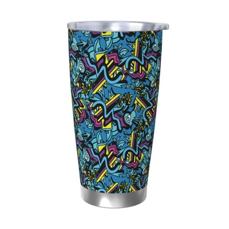 

Cauagu Love Music Pattern 20oz Tumbler Stainless Steel Vacuum Insulated Tumbler with Lid Insulated Coffee Mug Thermal Cup with Splash Proof Sliding Lid-Without Straw