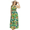 thumbnail image 5 of LA LEELA Women's A-Line Maxi Smocked Top Frill Dress Long Sleeveless Casual Tube Dresses for Women S-M Navy, Floral, 5 of 5